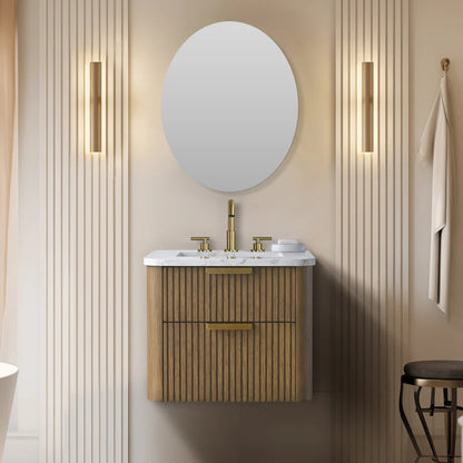 Liljan 24'' Wall-Mounted Single Bathroom Vanity with Engineered Stone Top