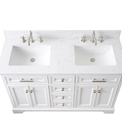 Currahee 54'' Free-standing Double Bathroom Vanity with Engineered Stone Vanity Top