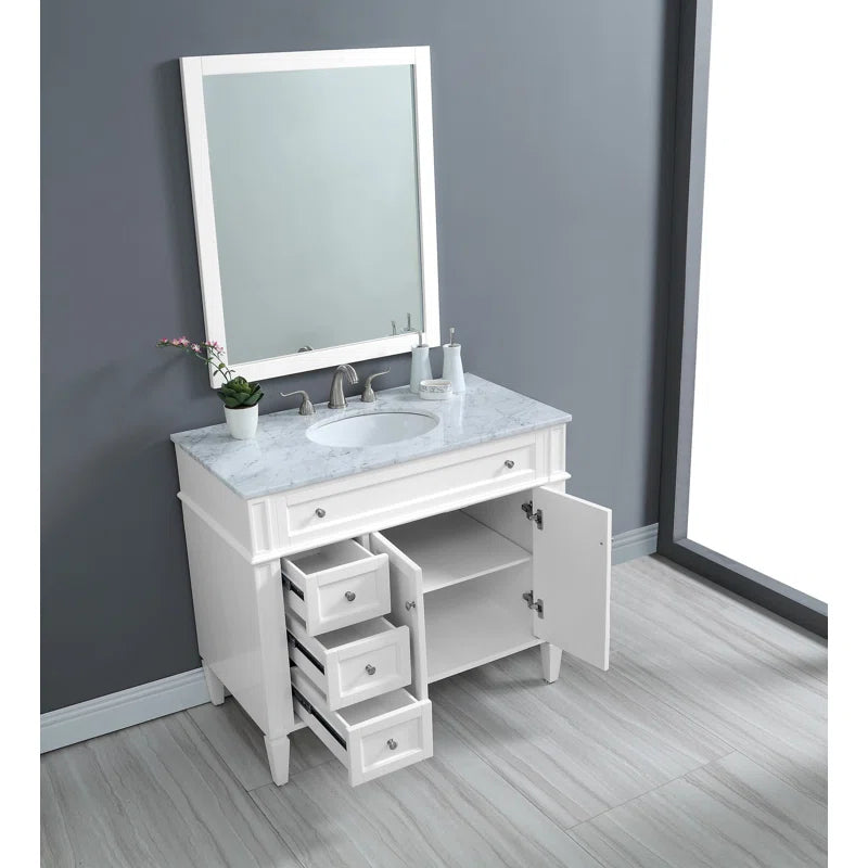 Rivers 40'' Single Bathroom Vanity with Carrara Marble Top