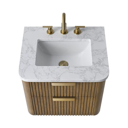 Liljan 24'' Wall-Mounted Single Bathroom Vanity with Engineered Stone Top