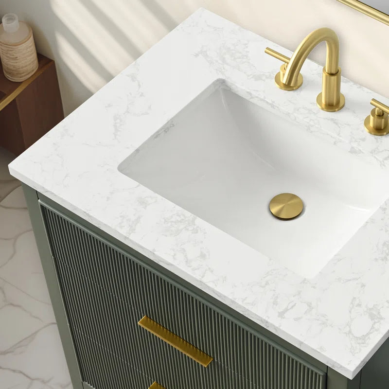 Bilroy Egremt 30'' Single Bathroom Vanity with Engineered Stone Top