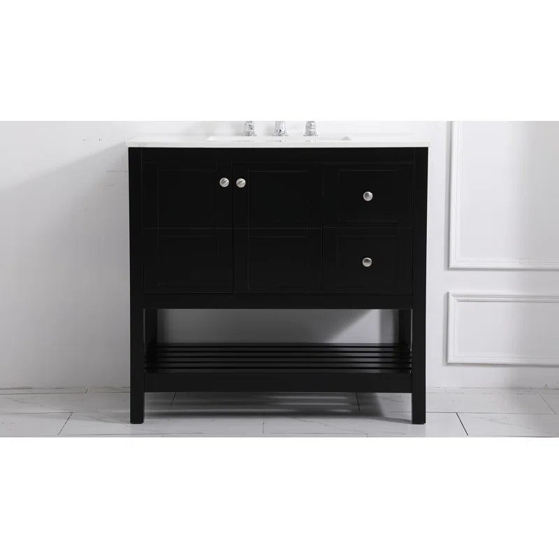 Krish 36'' Single Bathroom Vanity with Engineered Marble Top