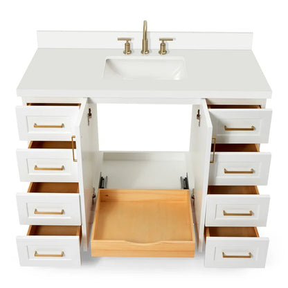 Freitas 48'' Solid Wood Single Bathroom Vanity with 1.5'' Quartz Top