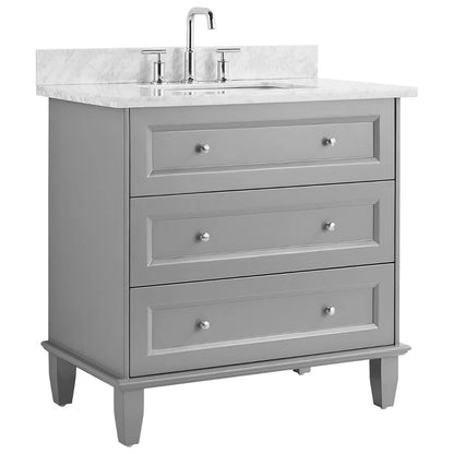 Sebian 36'' Single Bathroom Vanity with Carrara Marble Top