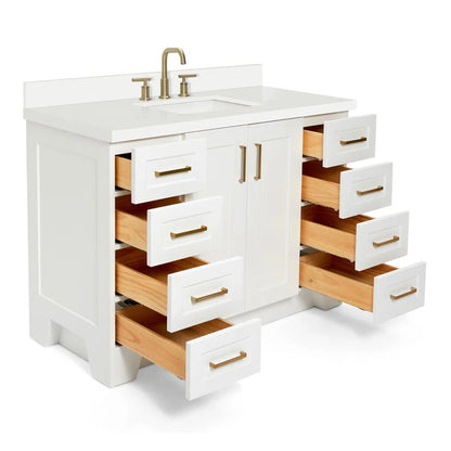 Freitas 48'' Solid Wood Single Bathroom Vanity with 1.5'' Quartz Top