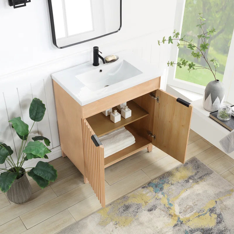 Dansfield 29.9'' Free Standing Single Bathroom Vanity with Ceramic Top