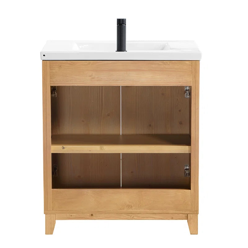 Dansfield 29.9'' Free Standing Single Bathroom Vanity with Ceramic Top