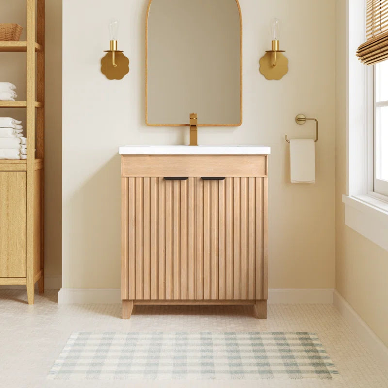 Dansfield 29.9'' Free Standing Single Bathroom Vanity with Ceramic Top