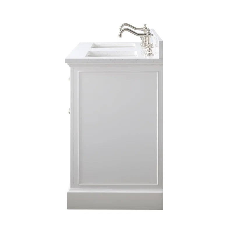 Currahee 54'' Free-standing Double Bathroom Vanity with Engineered Stone Vanity Top