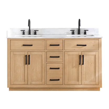 Gavino 60'' Double Bathroom Vanity with Engineered Stone Top
