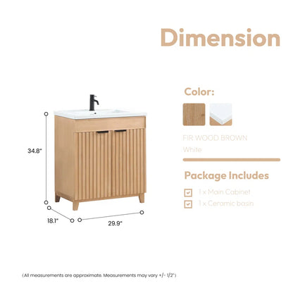 Dansfield 29.9'' Free Standing Single Bathroom Vanity with Ceramic Top