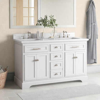 Currahee 54'' Free-standing Double Bathroom Vanity with Engineered Stone Vanity Top