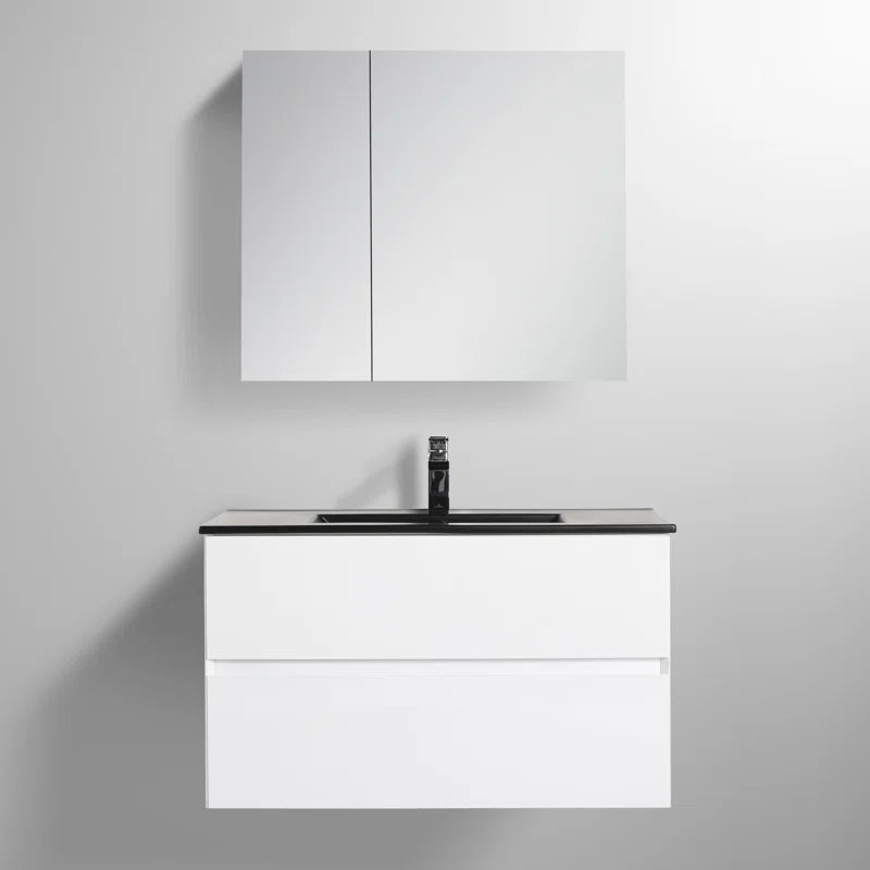 Annedoris 36" Floating Bathroom Vanity with Sink – Wall-Mounted Wood Cabinet with Ceramic Top, Soft-Close Drawers & Modern Single Vanity Design