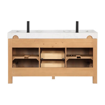 Leon 60'' Double Bathroom Vanity with Engineered Marble Top