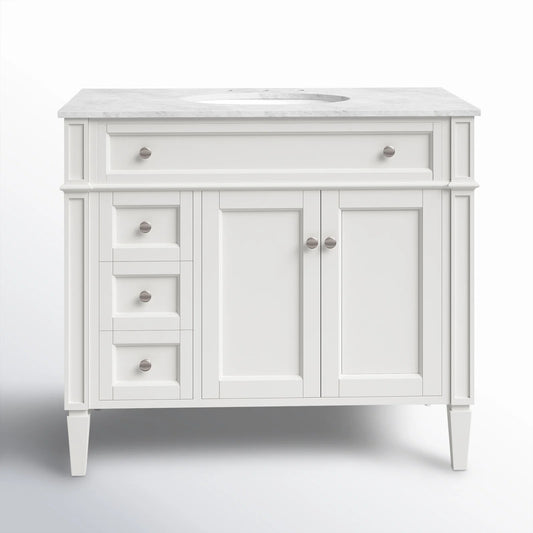 Rivers 40'' Single Bathroom Vanity with Carrara Marble Top