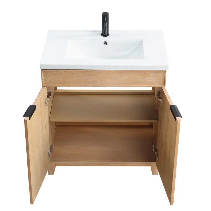 Dansfield 29.9'' Free Standing Single Bathroom Vanity with Ceramic Top