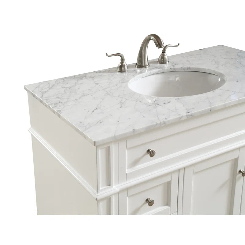 Rivers 40'' Single Bathroom Vanity with Carrara Marble Top