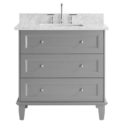 Sebian 36'' Single Bathroom Vanity with Carrara Marble Top