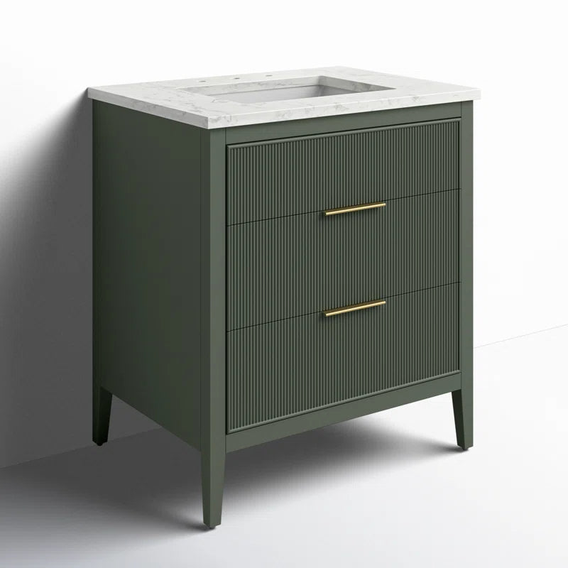 Bilroy Egremt 30'' Single Bathroom Vanity with Engineered Stone Top