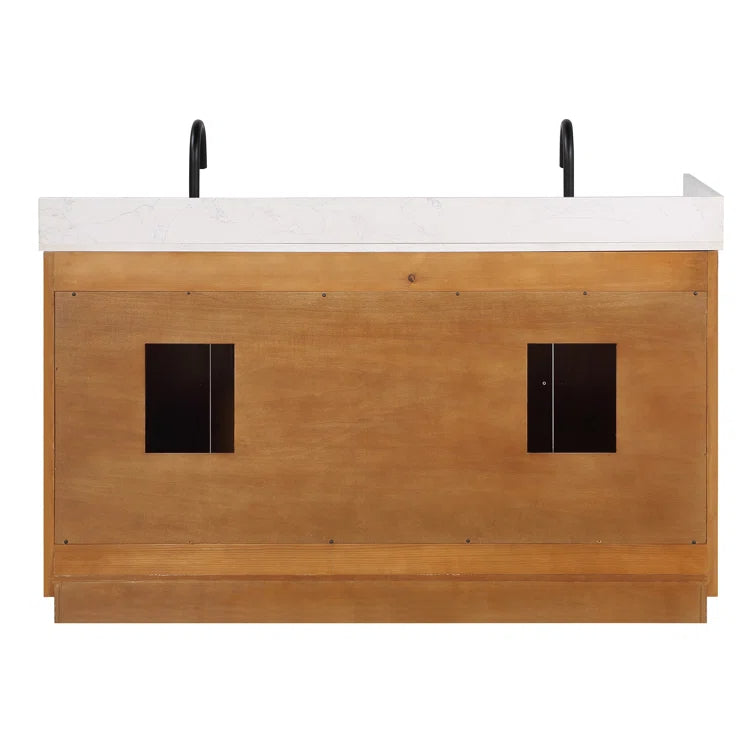 Gavino 60'' Double Bathroom Vanity with Engineered Stone Top