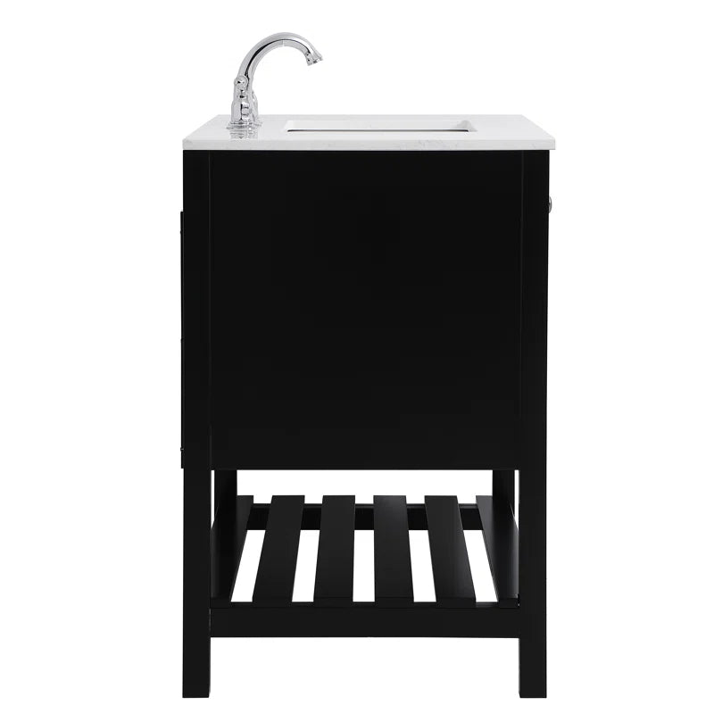 Krish 36'' Single Bathroom Vanity with Engineered Marble Top