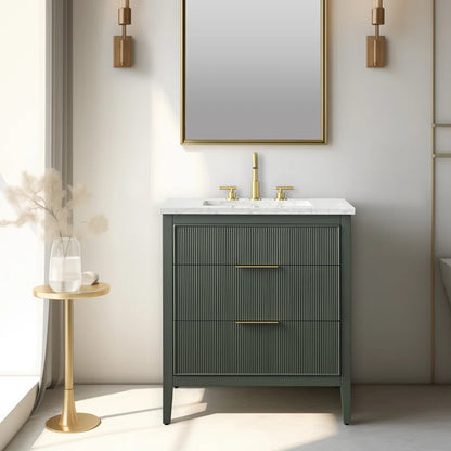 Bilroy Egremt 30'' Single Bathroom Vanity with Engineered Stone Top