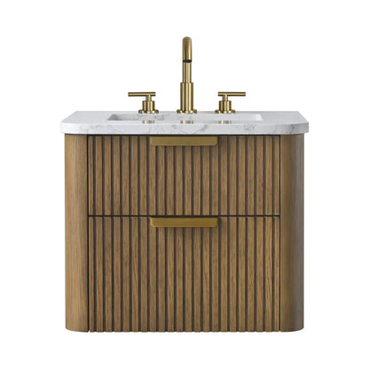 Liljan 24'' Wall-Mounted Single Bathroom Vanity with Engineered Stone Top