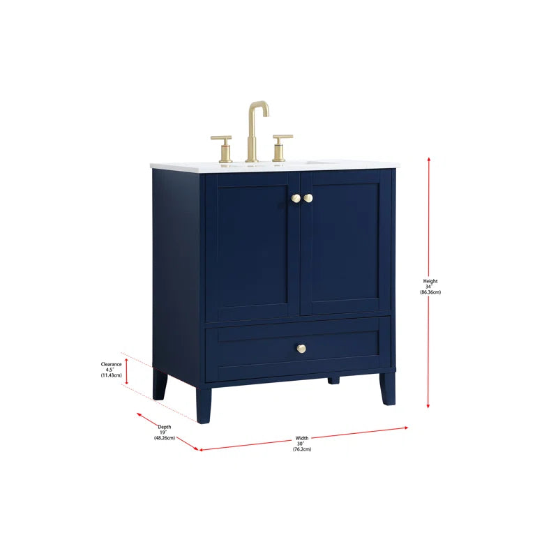 Selma 30'' Single Bathroom Vanity with Engineered Marble Top