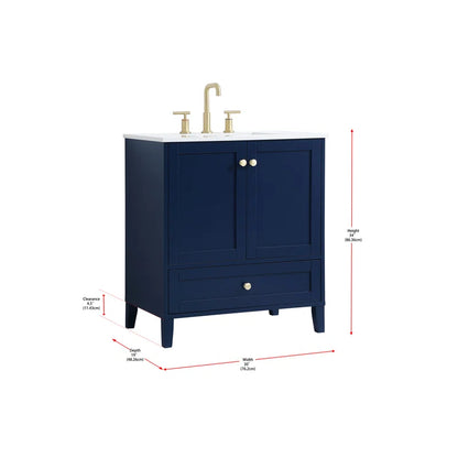 Selma 30'' Single Bathroom Vanity with Engineered Marble Top