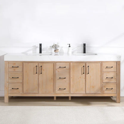 Aranwen 84'' Double Bathroom Vanity with Engineered Marble Top