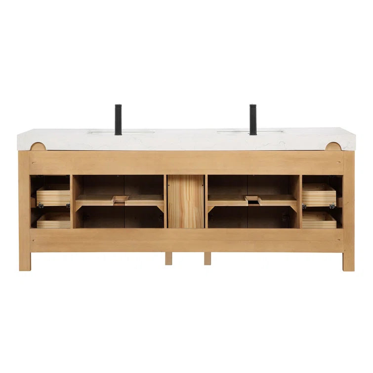 Aranwen 84'' Double Bathroom Vanity with Engineered Marble Top