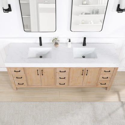 Aranwen 84'' Double Bathroom Vanity with Engineered Marble Top