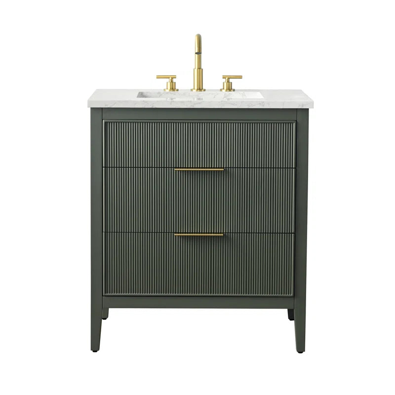 Bilroy Egremt 30'' Single Bathroom Vanity with Engineered Stone Top