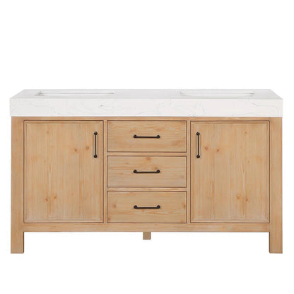 Leon 60'' Double Bathroom Vanity with Engineered Marble Top