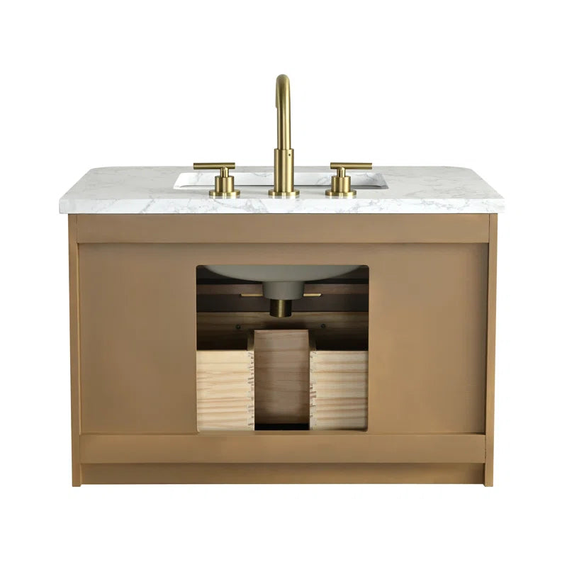 Liljan 30'' Wall-Mounted Single Bathroom Vanity with Engineered Stone Top