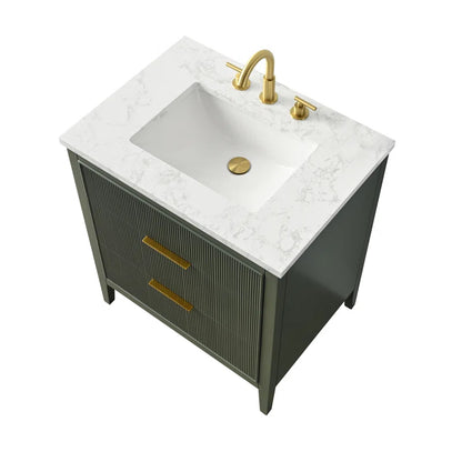 Bilroy Egremt 30'' Single Bathroom Vanity with Engineered Stone Top