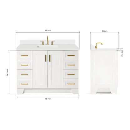 Freitas 48'' Solid Wood Single Bathroom Vanity with 1.5'' Quartz Top