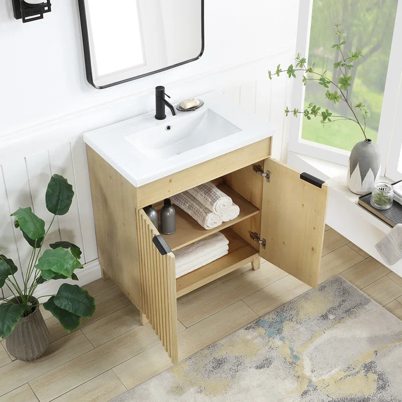 Dansfield 29.9'' Free Standing Single Bathroom Vanity with Ceramic Top