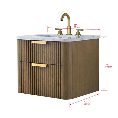 Liljan 24'' Wall-Mounted Single Bathroom Vanity with Engineered Stone Top