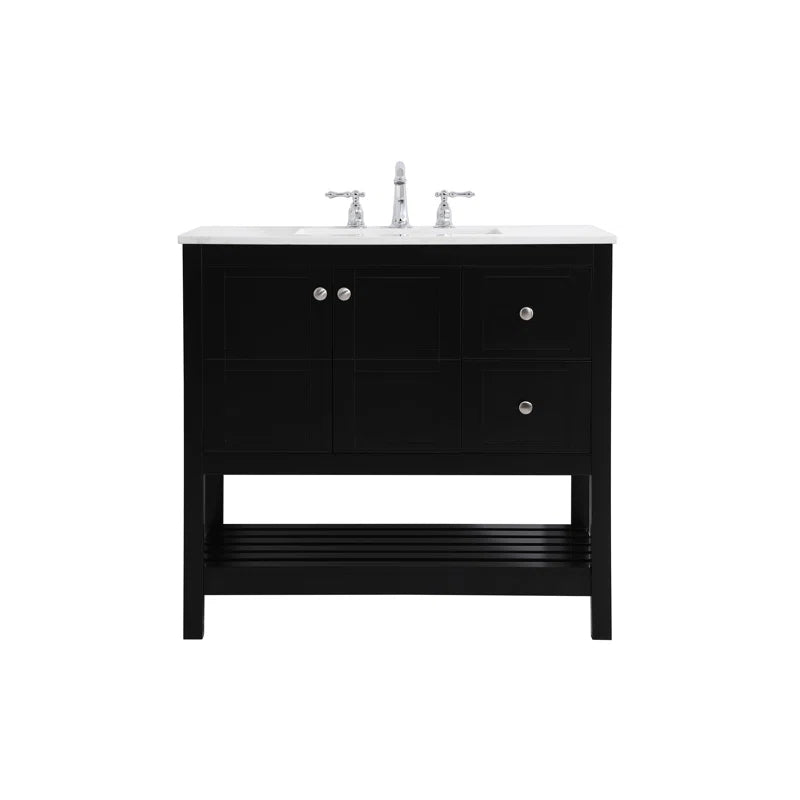 Krish 36'' Single Bathroom Vanity with Engineered Marble Top