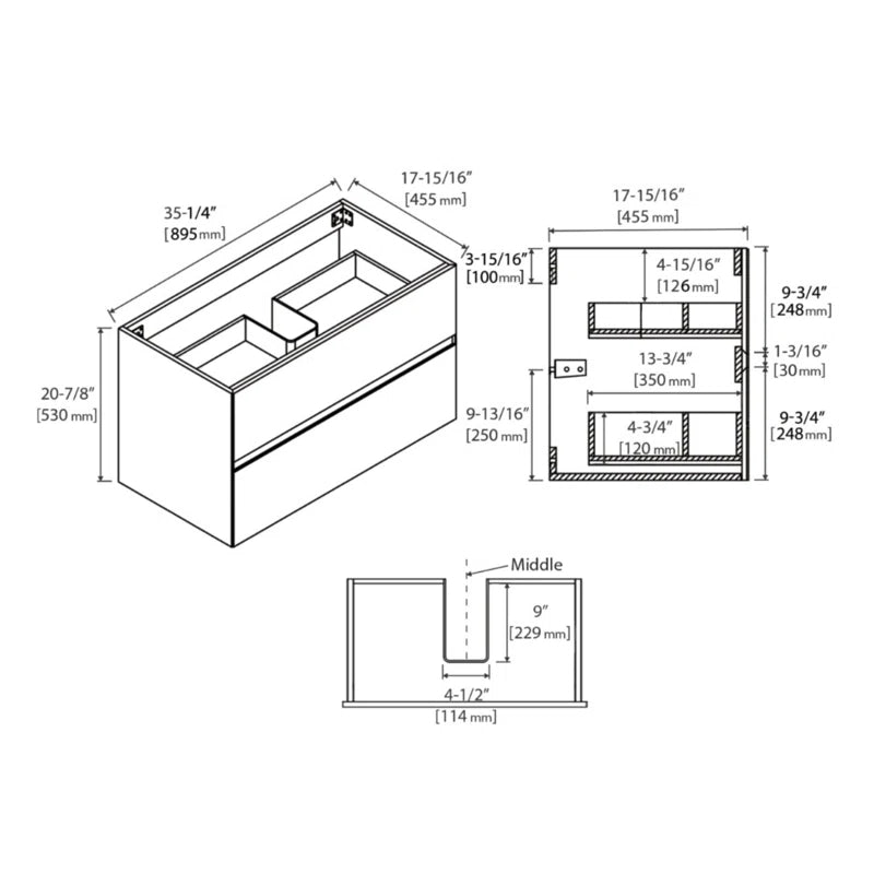 Annedoris 36" Floating Bathroom Vanity with Sink – Wall-Mounted Wood Cabinet with Ceramic Top, Soft-Close Drawers & Modern Single Vanity Design