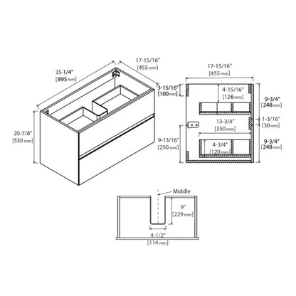 Annedoris 36" Floating Bathroom Vanity with Sink – Wall-Mounted Wood Cabinet with Ceramic Top, Soft-Close Drawers & Modern Single Vanity Design