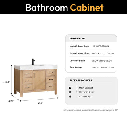 Ambree 48'' Single Bathroom Vanity with Composite Stone Top