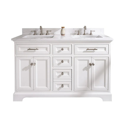 Currahee 54'' Free-standing Double Bathroom Vanity with Engineered Stone Vanity Top