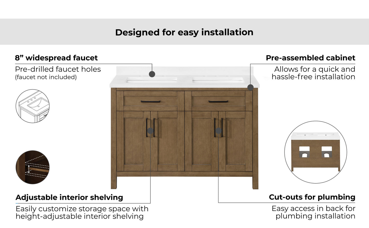 OVE Decors Tahoe 48" Double Bathroom Vanity