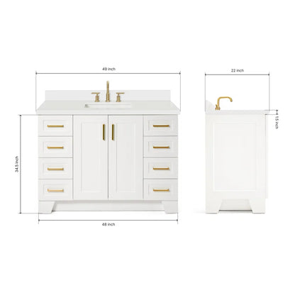 Freitas 48'' Solid Wood Single Bathroom Vanity with 1.5'' Quartz Top