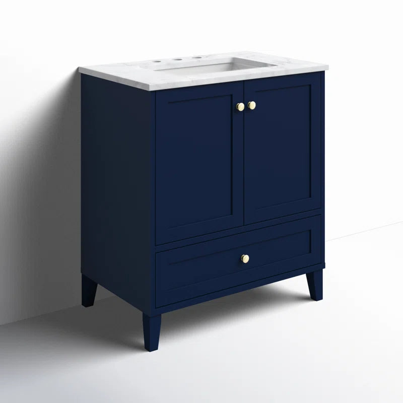 Selma 30'' Single Bathroom Vanity with Engineered Marble Top