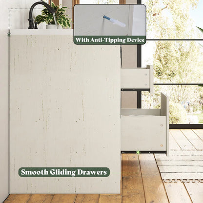 Chimira 60" Double Sink Bathroom Vanity With Sink Combo Set With 2 Drawers & Doors,White