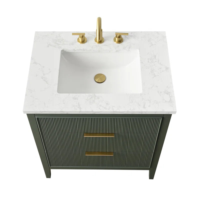 Bilroy Egremt 30'' Single Bathroom Vanity with Engineered Stone Top