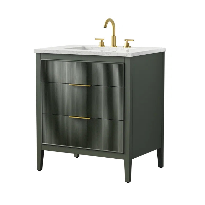 Bilroy Egremt 30'' Single Bathroom Vanity with Engineered Stone Top
